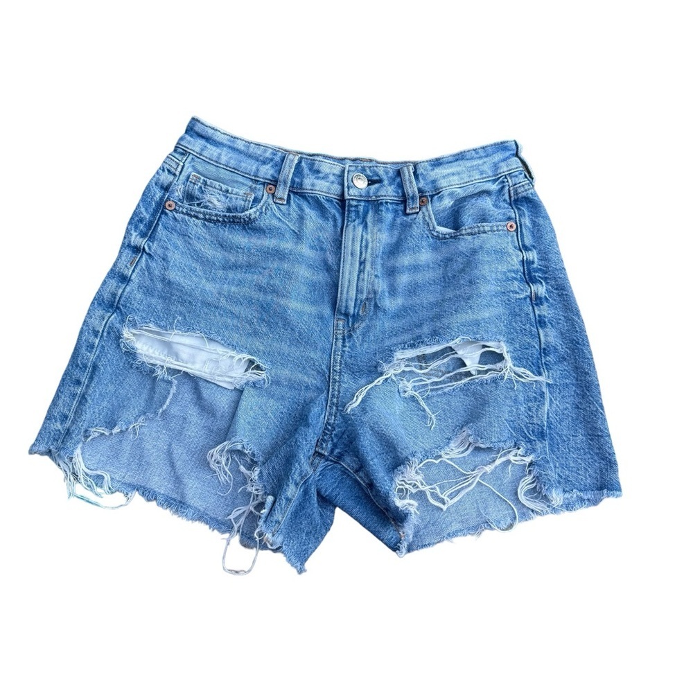 American Eagle Distressed Denim Jean Baggy Mom Shorts High Rise - Size 4